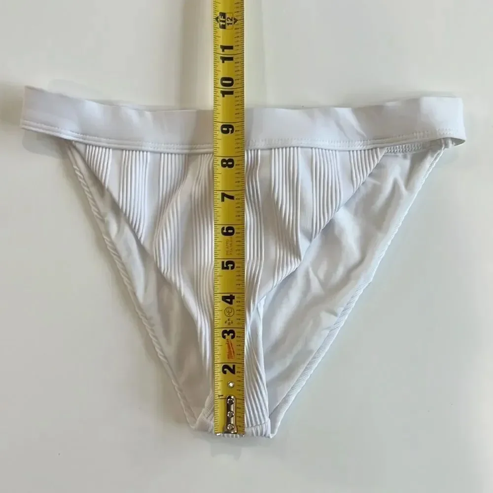 New VYB Standard Maya Vintage High Waist Swimsuit Bikini Bottom Medium WHITE